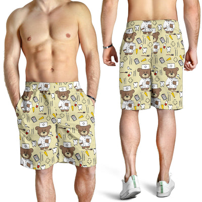 Nurse Bear Pattern Print Design A02 Mens Shorts