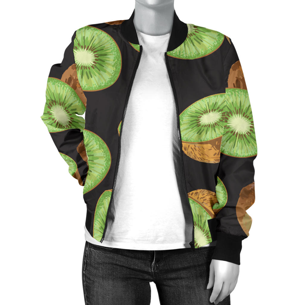Kiwi Pattern Print Design KW03 Women Bomber Jacket