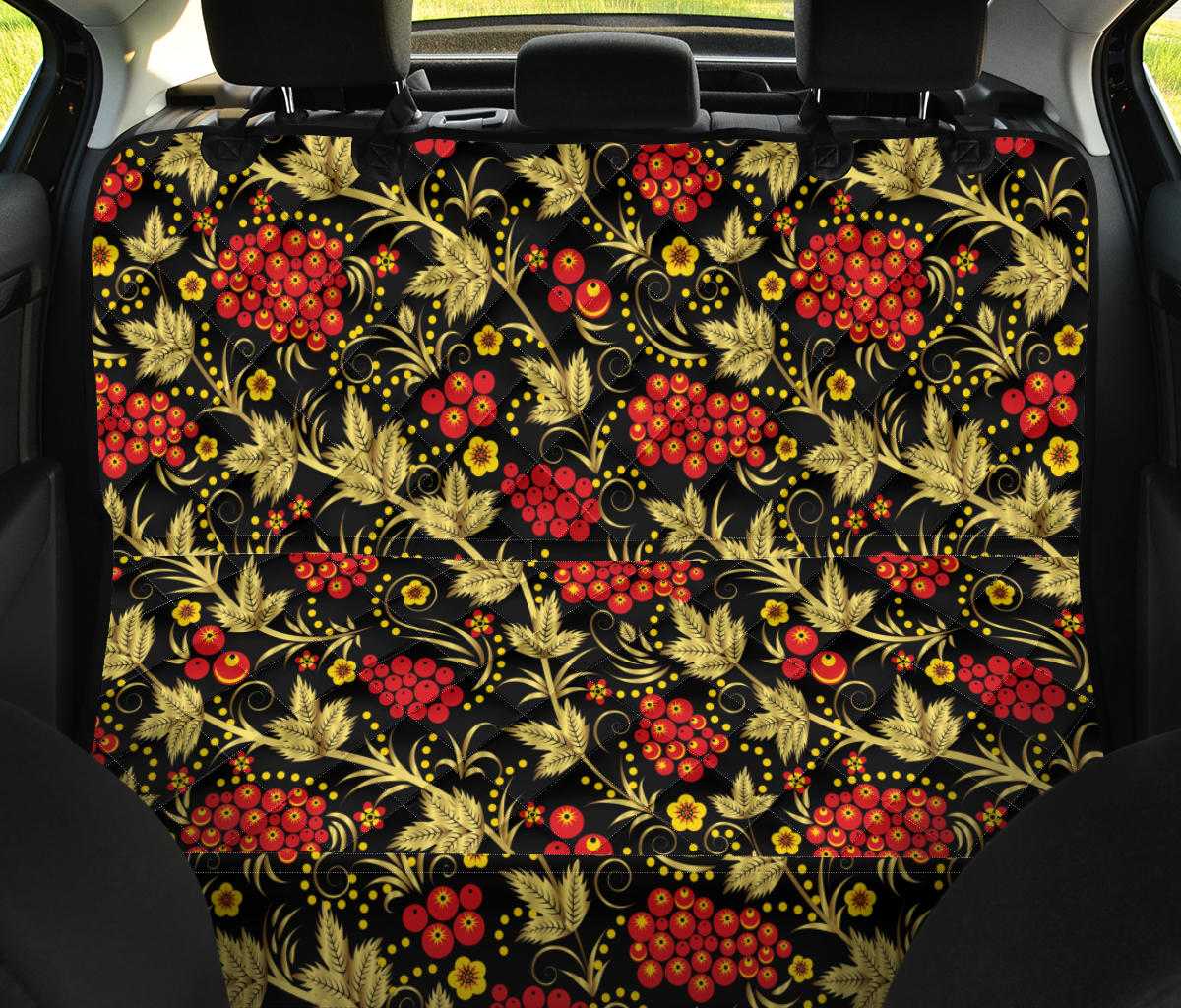 Cranberry Pattern Print Design CB02 Rear Dog  Seat Cover