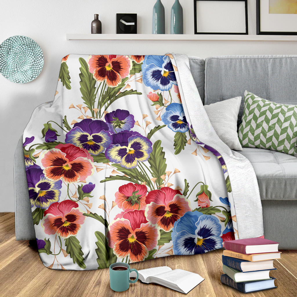 Pansy Pattern Print Design PS06 Fleece Blanket