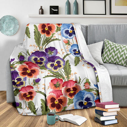 Pansy Pattern Print Design PS06 Fleece Blanket