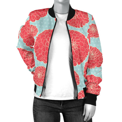 Marigold Pattern Print Design MR03 Women Bomber Jacket