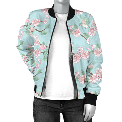 Cherry Blossom Pattern Print Design 02 Women's Bomber Jacket