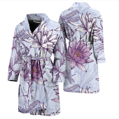 Water Lily Pattern Print Design WL01 Men Bathrobe