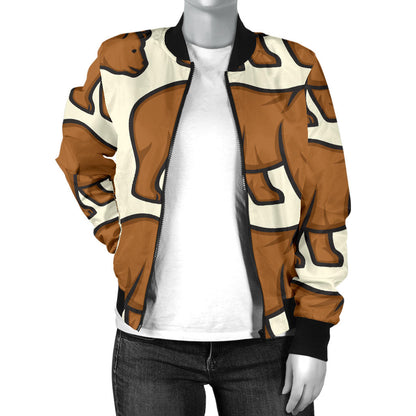 Bear Pattern Print Design BE05 Women Bomber Jacket