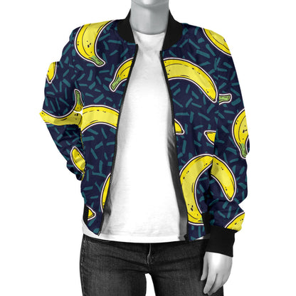Banana Pattern Print Design BA09 Women Bomber Jacket