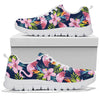 Flamingo Hibiscus Print Sneakers White Bottom Shoes