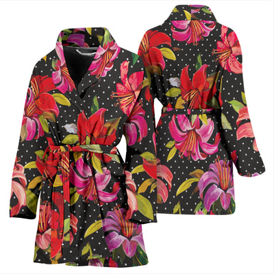 Lily Pattern Print Design LY012 Women Bathrobe