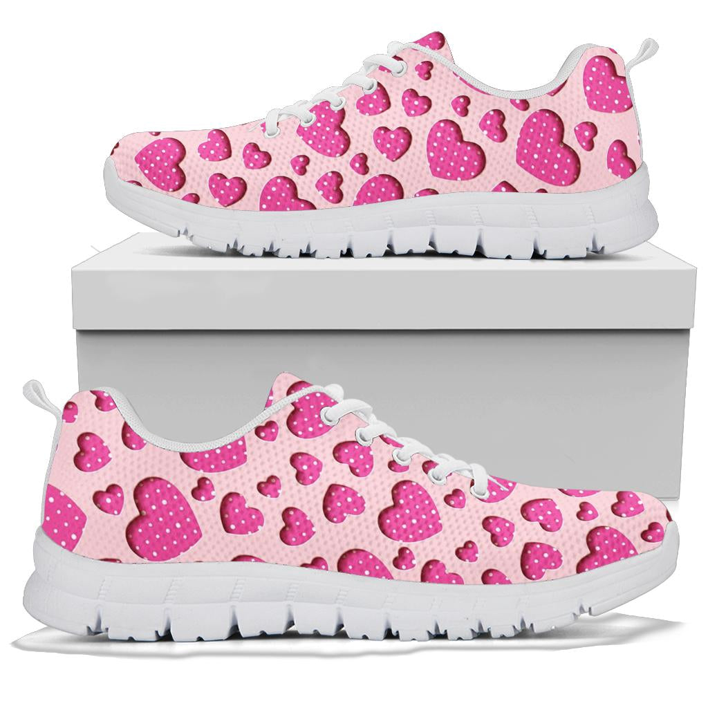 Heart Pink Pattern Print Design HE06 Sneakers White Bottom Shoes