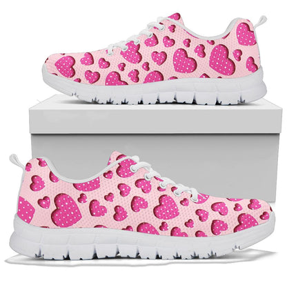 Heart Pink Pattern Print Design HE06 Sneakers White Bottom Shoes