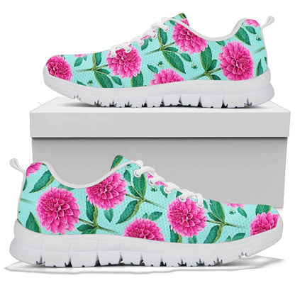 Dahlia Pattern Print Design DH08 Sneakers White Bottom Shoes