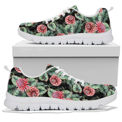 Dahlia Pattern Print Design DH06 Sneakers White Bottom Shoes