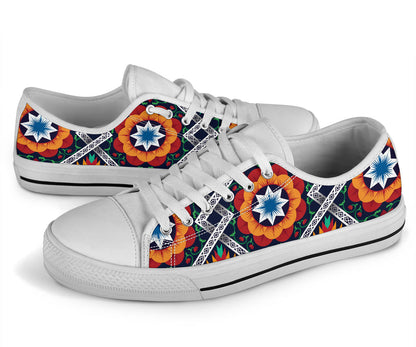 African Kente White Bottom Low Top Shoes