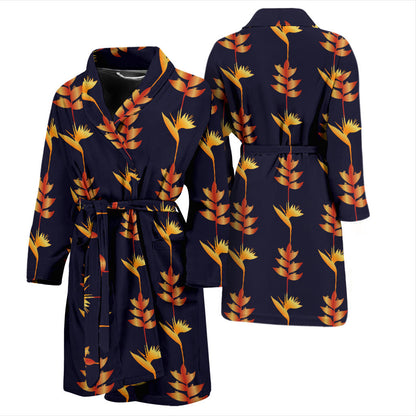 Heliconia Pattern Print Design HL06 Men Bathrobe