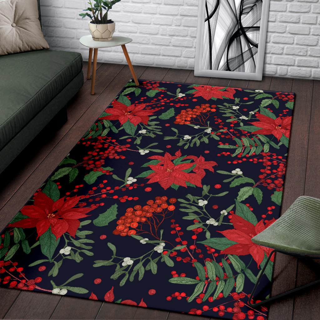 Poinsettia Pattern Print Design POT02 Area Rugs