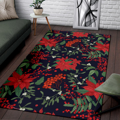 Poinsettia Pattern Print Design POT02 Area Rugs