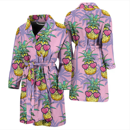 Pineapple Pattern Print Design PP06 Men Bathrobe