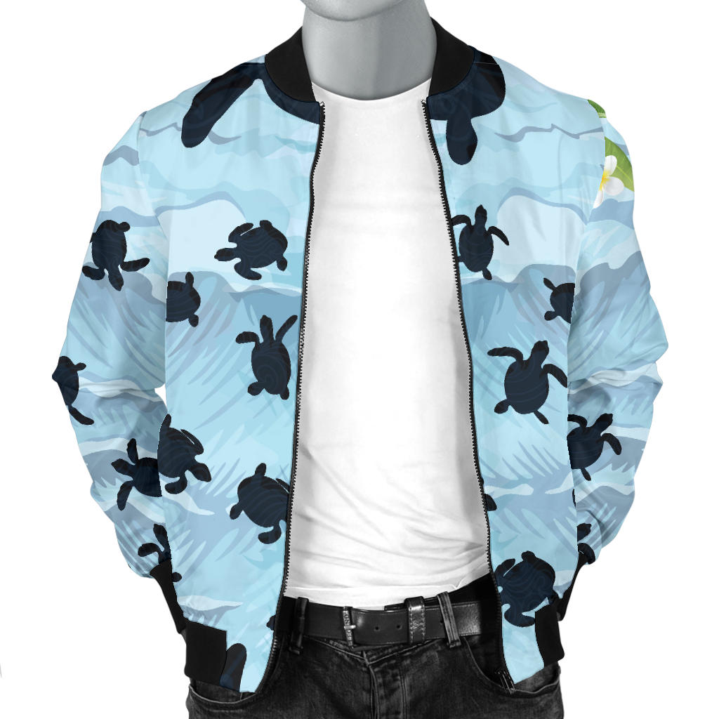 Sea Turtle Pattern Print Design T011 Men Bomber Jacket