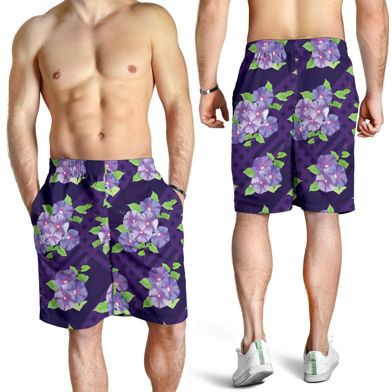 Morning Glory Pattern Print Design MG03 Mens Shorts