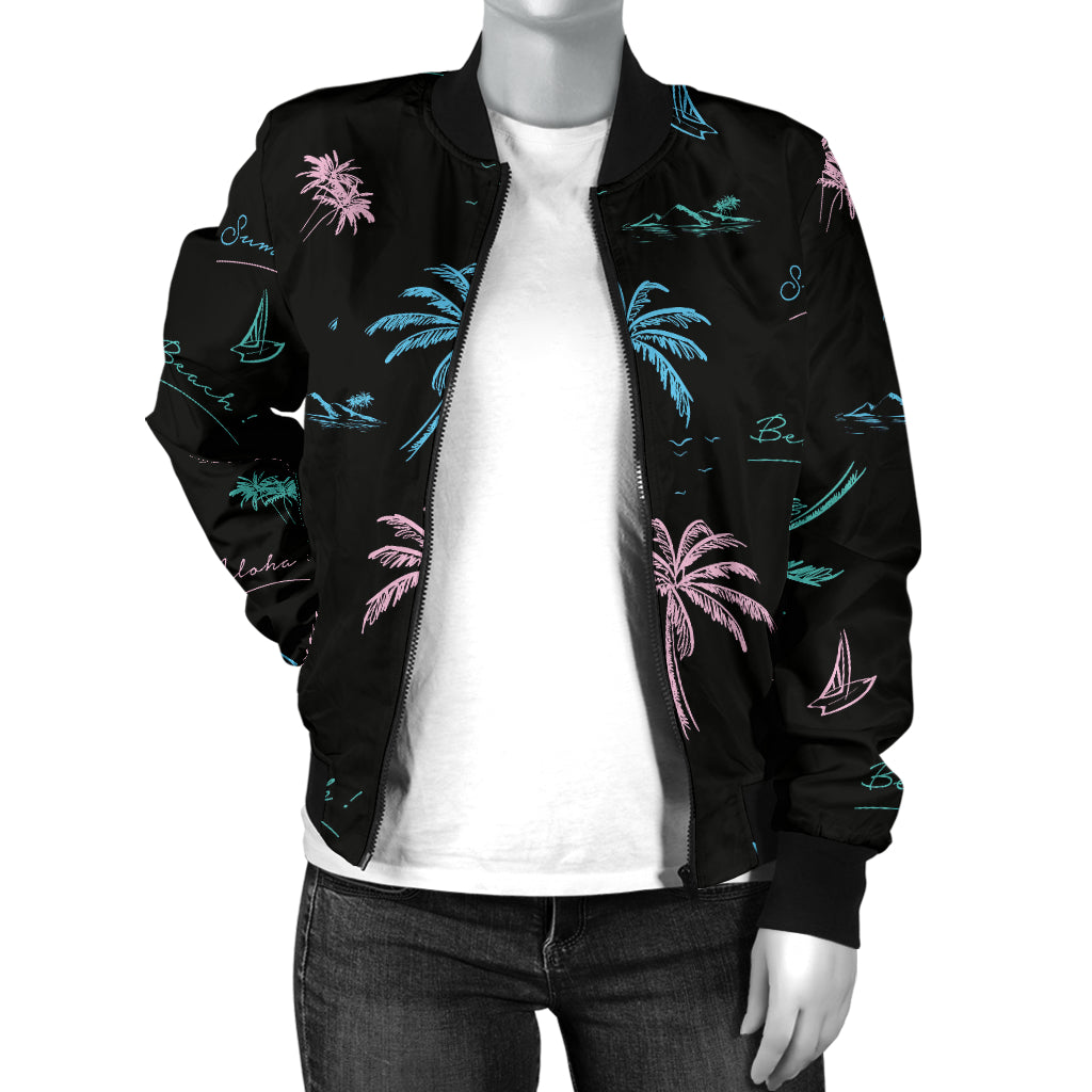 Aloha Hawaii Pattern Print Design 03 Women's Bomber Jacket