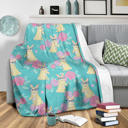 Rabbit Pattern Print Design RB05 Fleece Blanket
