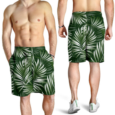 White Green Tropical Palm Leaves Mens Shorts