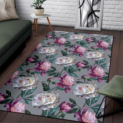 Peony Pattern Print Design PE01 Area Rugs