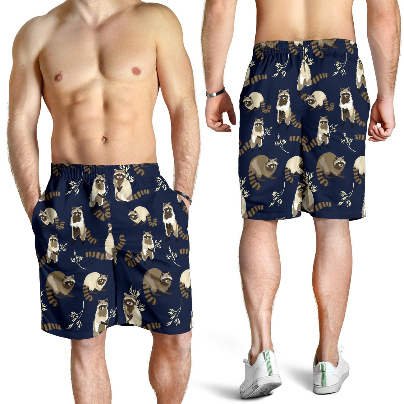 Raccoon Pattern Print Design A06 Mens Shorts