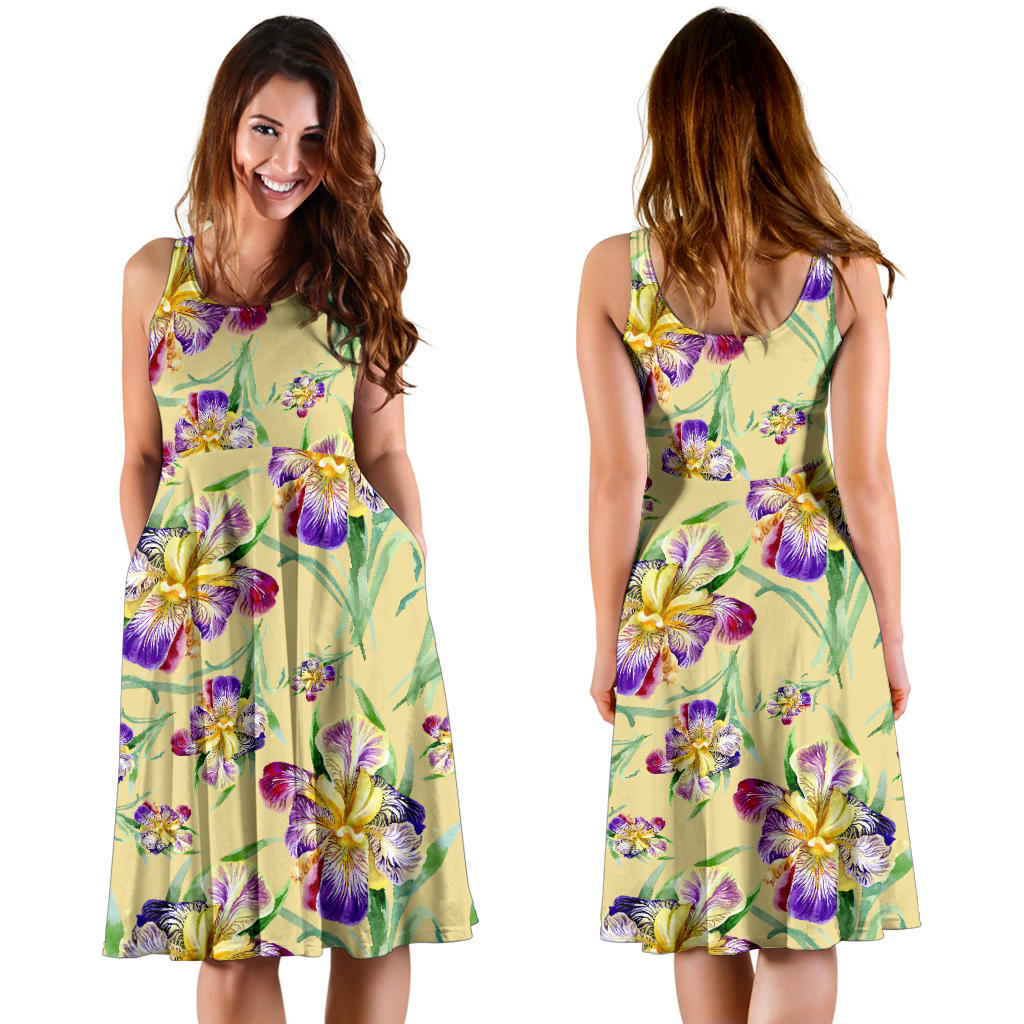 Iris Pattern Print Design IR06 Midi Dress
