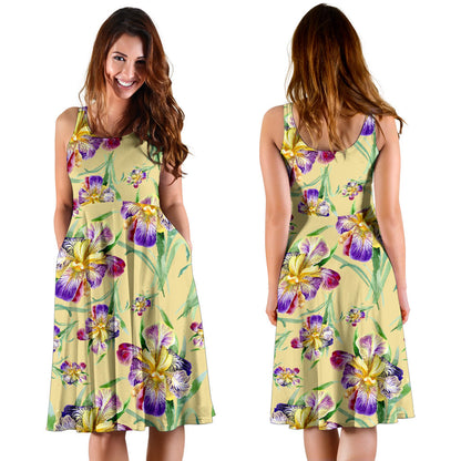 Iris Pattern Print Design IR06 Midi Dress