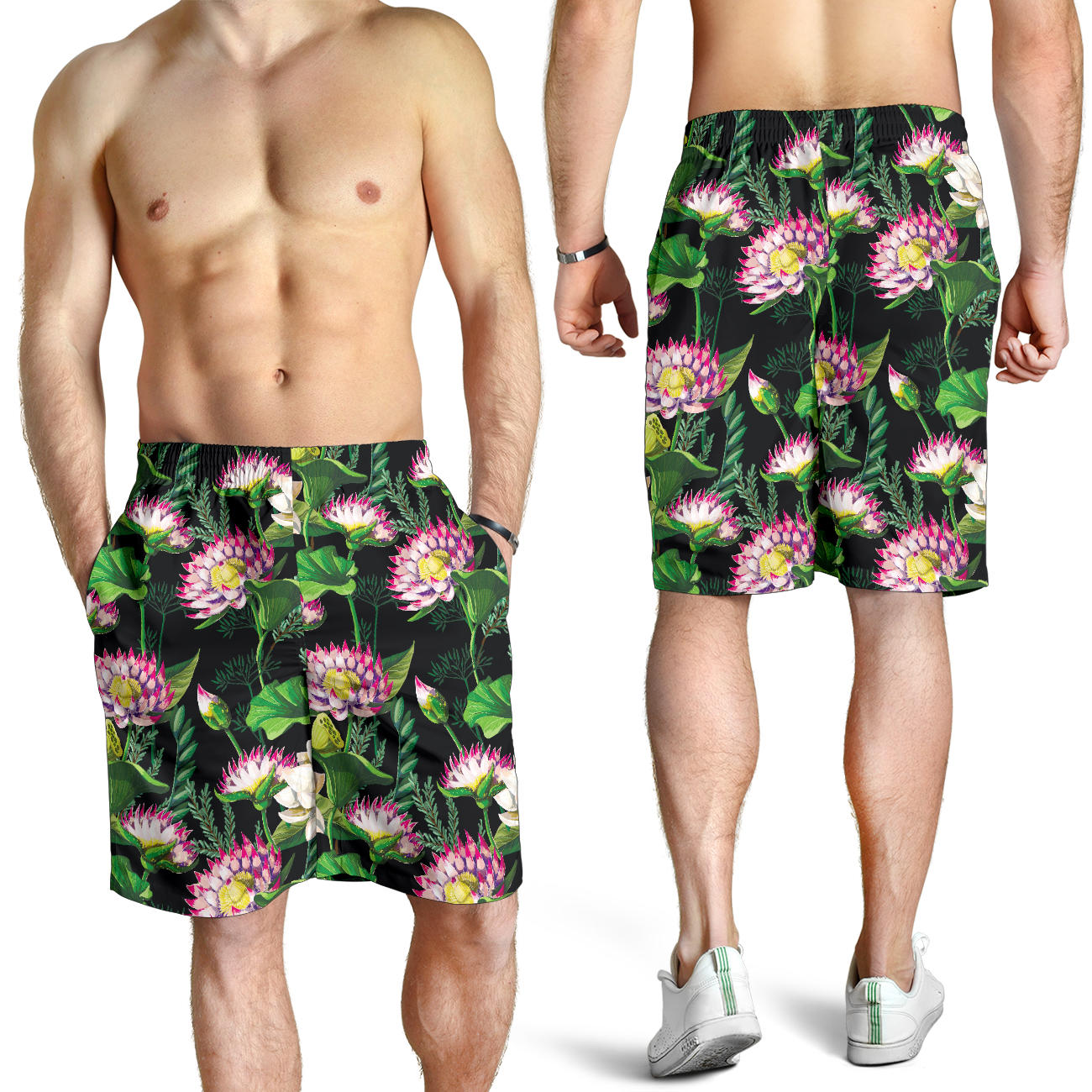 Water Lily Pattern Print Design WL010 Mens Shorts