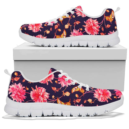 Dahlia Pattern Print Design DH03 Sneakers White Bottom Shoes