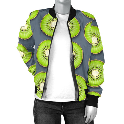 Kiwi Pattern Print Design KW06 Women Bomber Jacket
