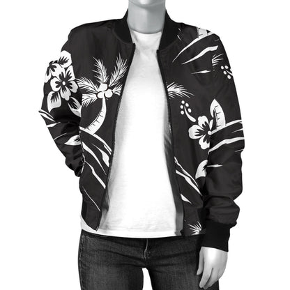 Palm Tree Pattern Print Design PT02 Women Bomber Jacket