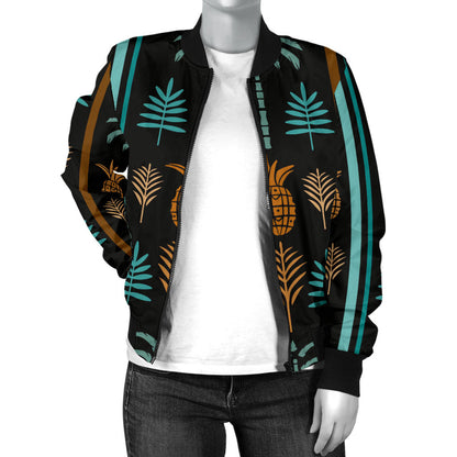 Hawaiian Themed Pattern Print Design H023 Women Bomber Jacket
