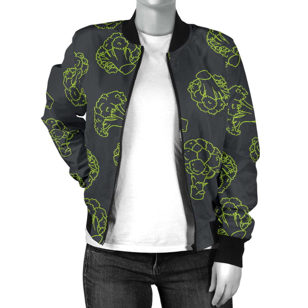 Broccoli Pattern Print Design 01 Women's Bomber Jacket