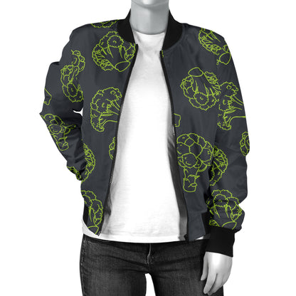 Broccoli Pattern Print Design 01 Women's Bomber Jacket