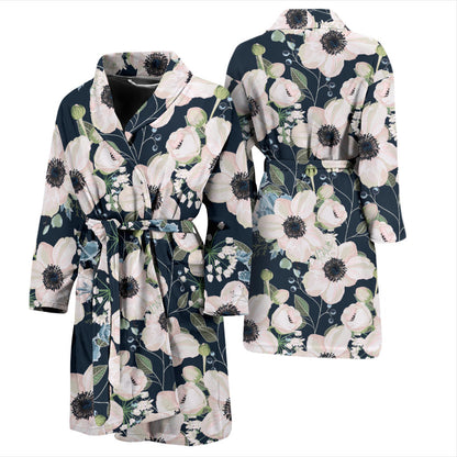 Anemone Pattern Print Design AM02 Men Bathrobe