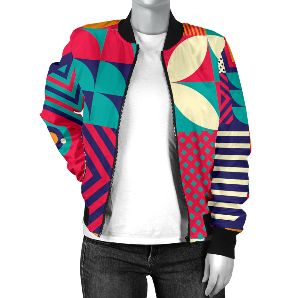 Mosaic Pattern Print Design 03 Women's Bomber Jacket