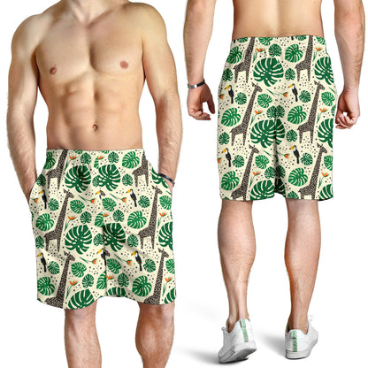 Rainforest Giraffe Pattern Print Design A02 Mens Shorts