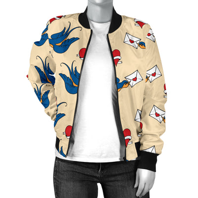 Swallow Bird Pattern Print Design 05 Women's Bomber Jacket