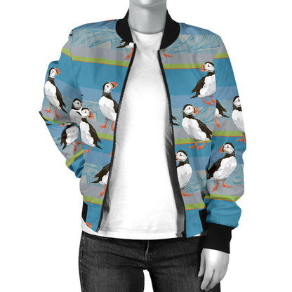 Puffin Pattern Print Design A01 Women's Bomber Jacket