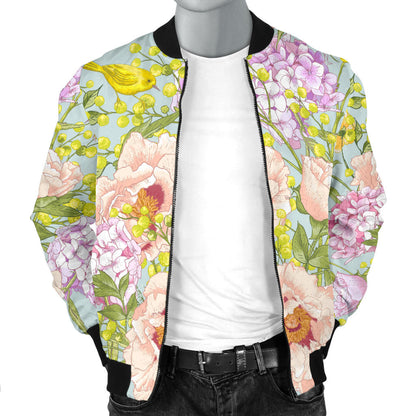Hydrangea Pattern Print Design HD02 Men Bomber Jacket
