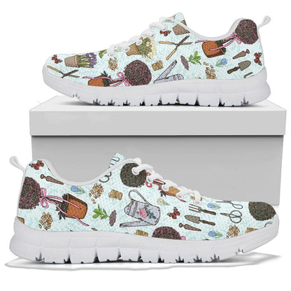Gardening Pattern Print Design G01 Sneakers White Bottom Shoes