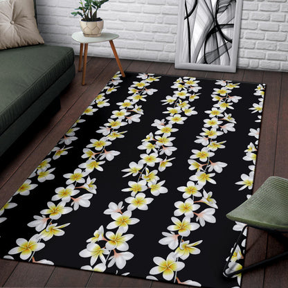 White Plumeria Pattern Print Design PM08 Area Rugs