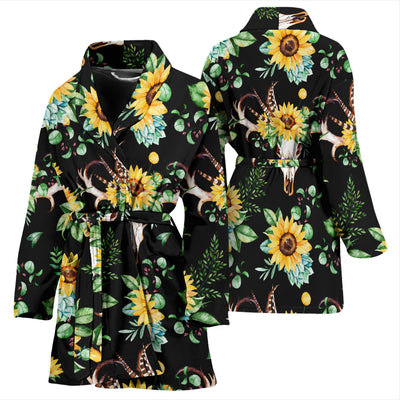 Sunflower Pattern Print Design SF08 Women Bathrobe