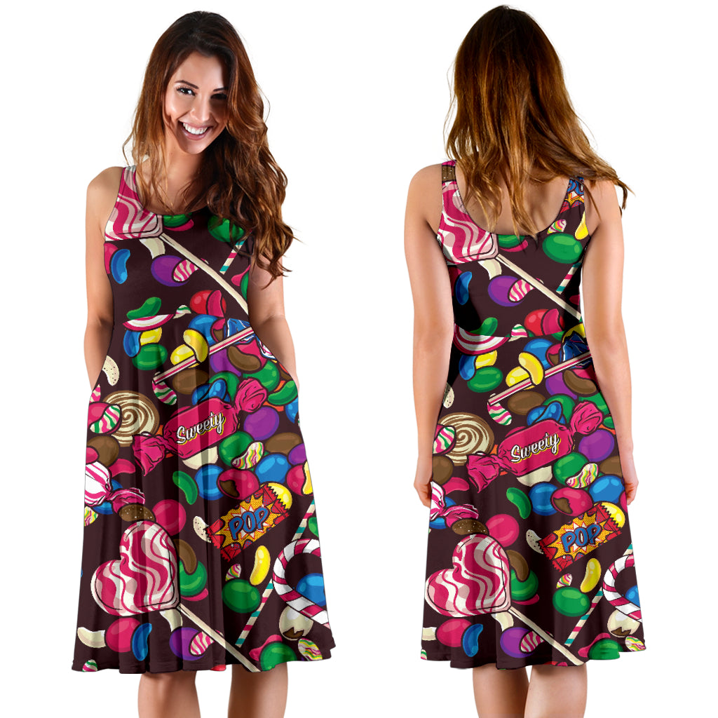 Candy Pattern Print Design CA02 Midi Dress