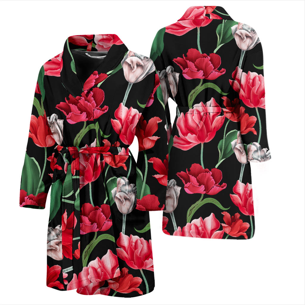 Tulip Pattern Print Design TP08 Men Bathrobe