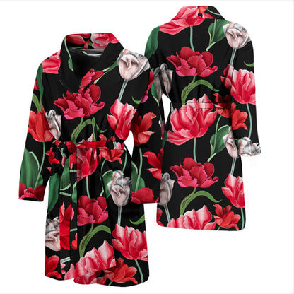 Tulip Pattern Print Design TP08 Men Bathrobe