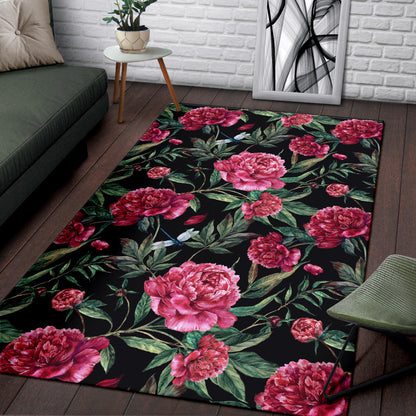 Peony Pattern Print Design PE04 Area Rugs